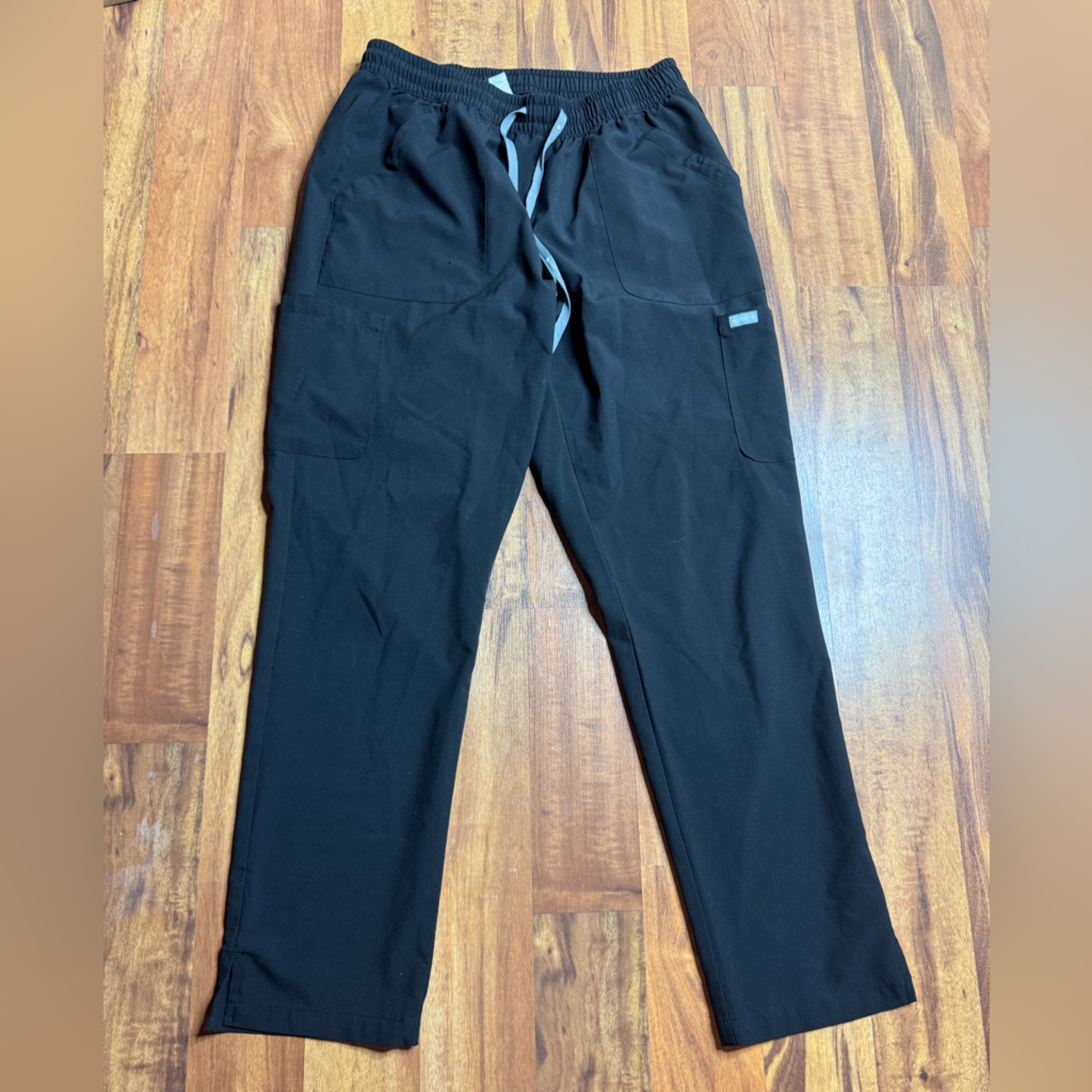 Women's Black Joggers With Drawstring Waist Scrub Pants